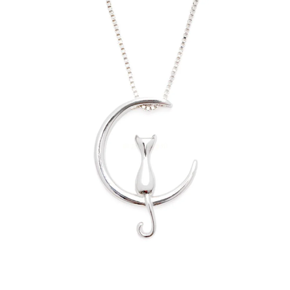 Kat Maan Ketting - Goud & Zilver - 925 Sterling - Geplatineerd