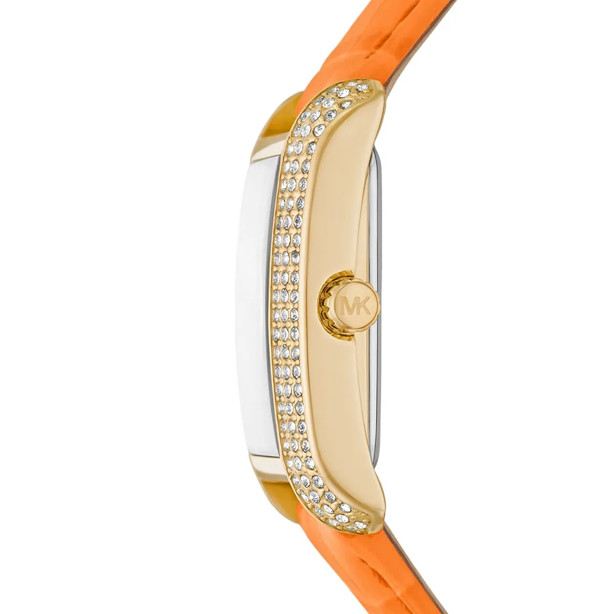 Michael Kors Emery Pav�� Gold-Tone and orage leather strap Women's Watch - MK2983