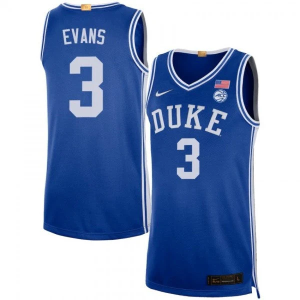 Men's #3 Isaiah Evans Duke Blue Devils College Basketball Jersey