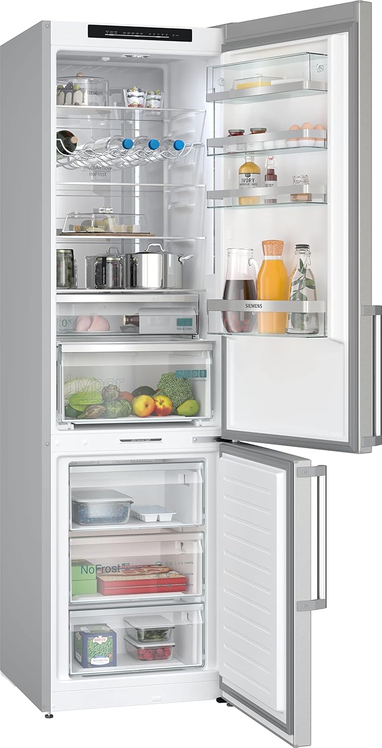 Siemens - Combined refrigerator free installation, noFrost, hyperFresh , Anti-Fingerprint Steel, KG39NAIAT
