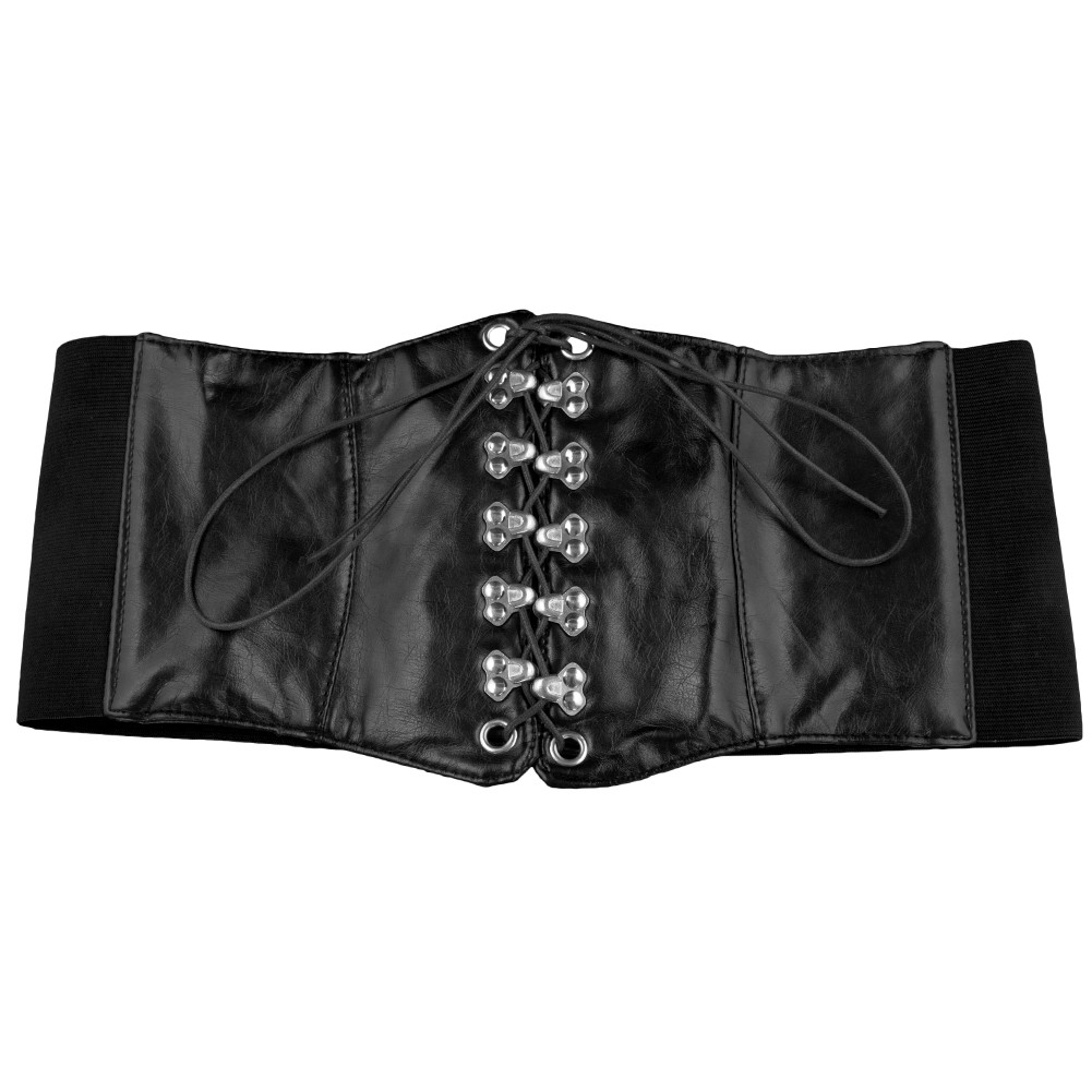 Ultra Wide Black Corset Patent Leather Stretch 2723