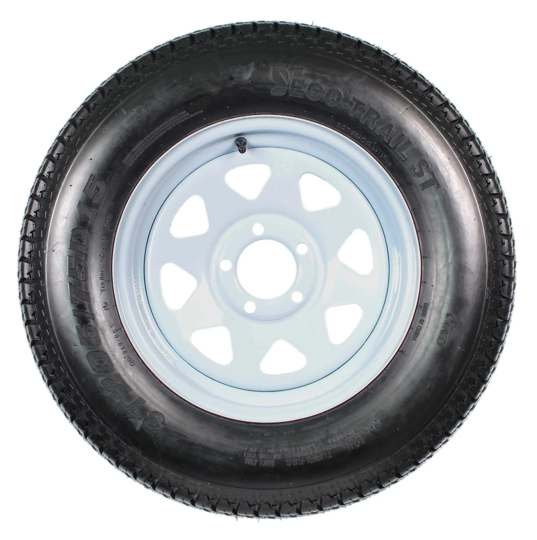 2-pack trailer tires on rim ST205/75D15 205/75 D 15 inch LRC 5-hole white spokes  1