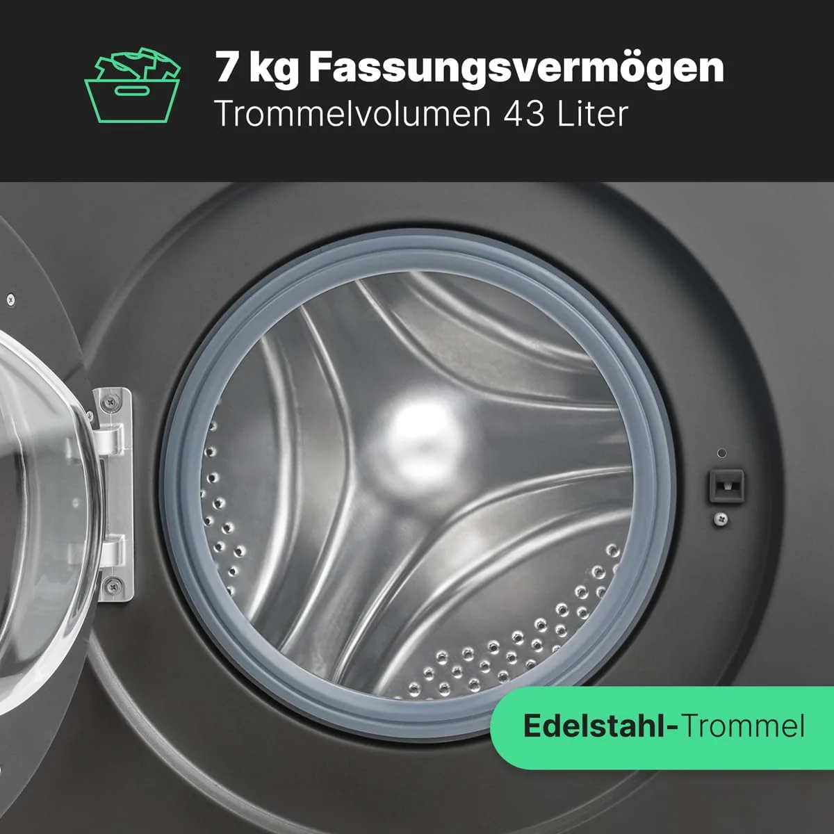 Bomann Wasmachine 7kg | maximaal 1400 tpm | 10 jaar motorgarantie | Effici?nte, stille en duurzame invertermotor | 15 programma's | Eindtijd Netnummer | LED-scherm | Wasmachine | WA 7175 wit