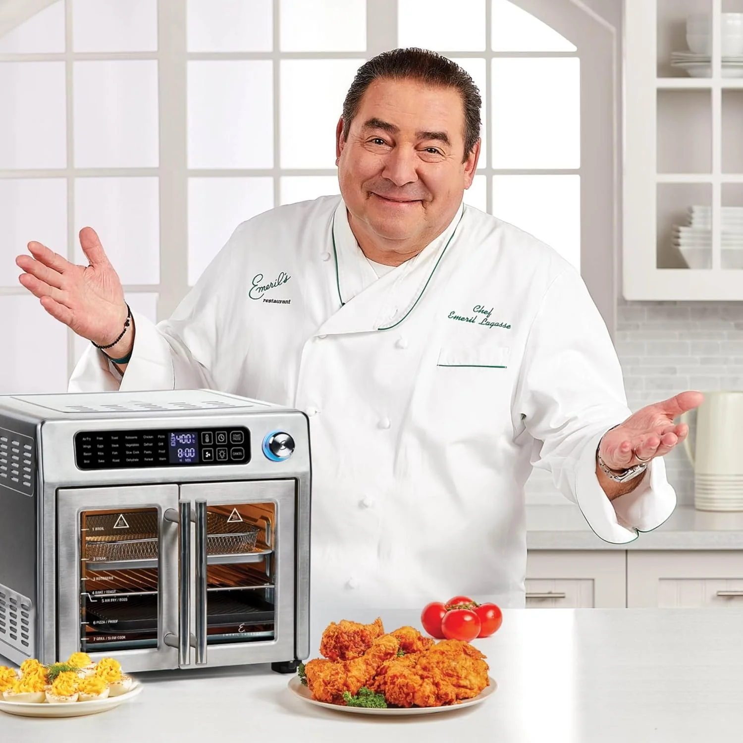 Emeril Lagasse Extra Large French Door Air Fryer Toaster Oven Combo, 24 Cooking Functions