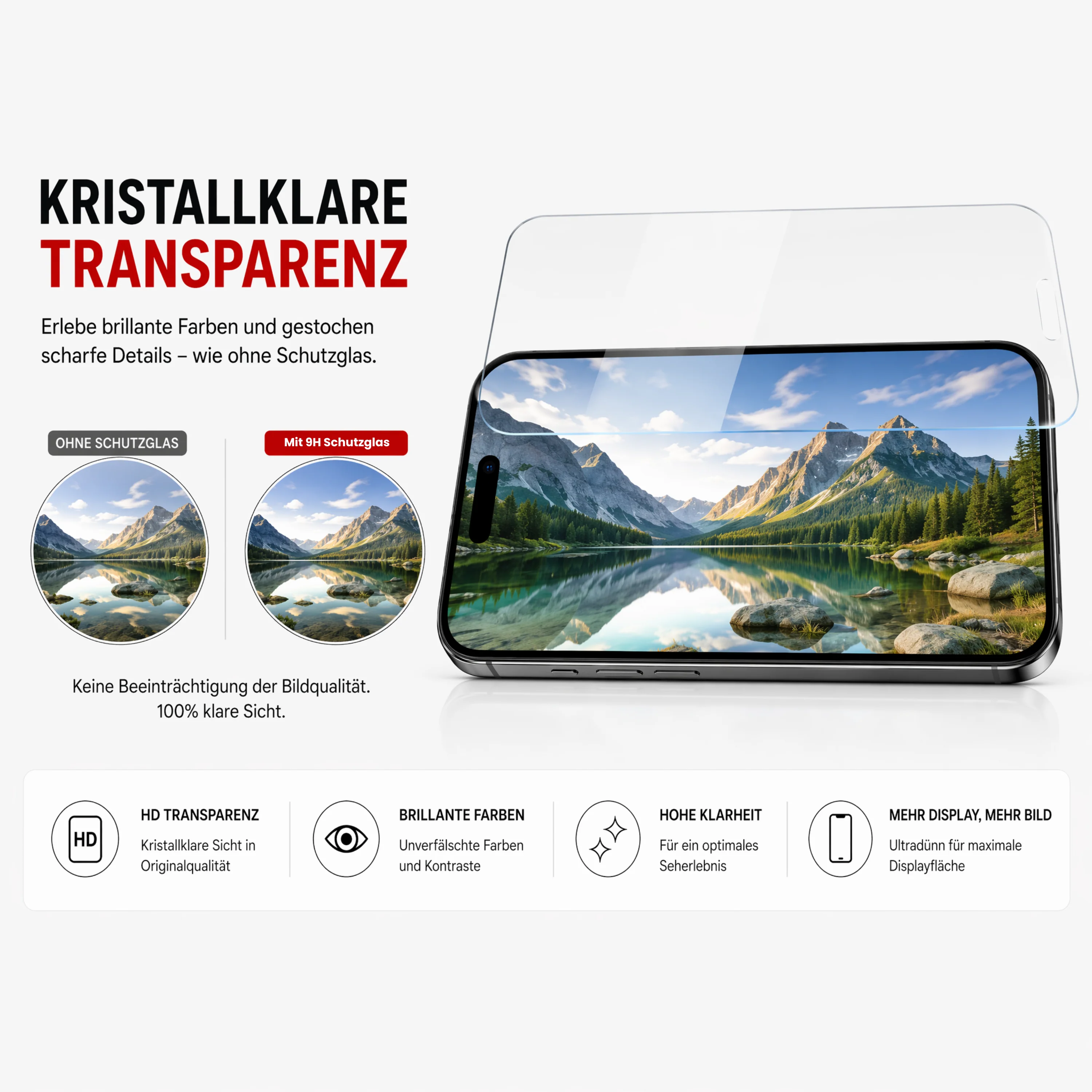 Displayschutzglas f��r iPhone �C Schutzglas Displayschutz, 9H, HD Klar, Case Friendly