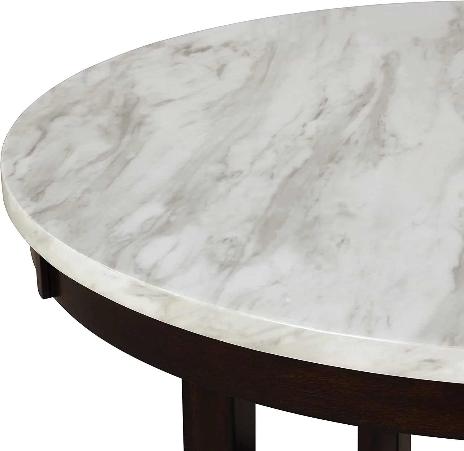 2025 New Classic Furniture Celeste Set de Comedor de 5 Piezas con Mesa Redonda de Mármol Sintético y 4 Sillas, 42 Pulgadas, Gris