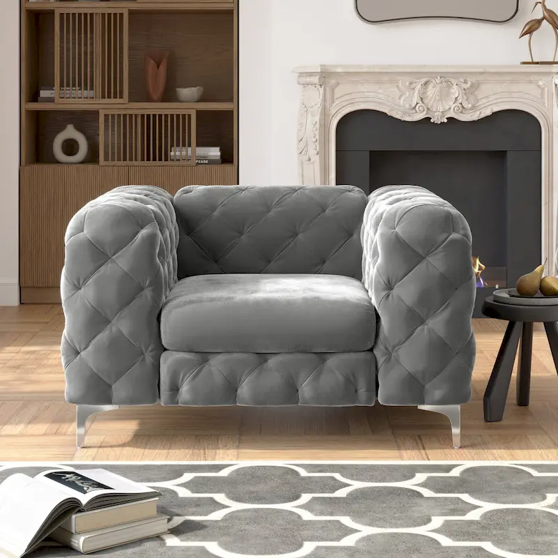 Corvus Aosta Tufted Velvet Chesterfield Lounge Chair