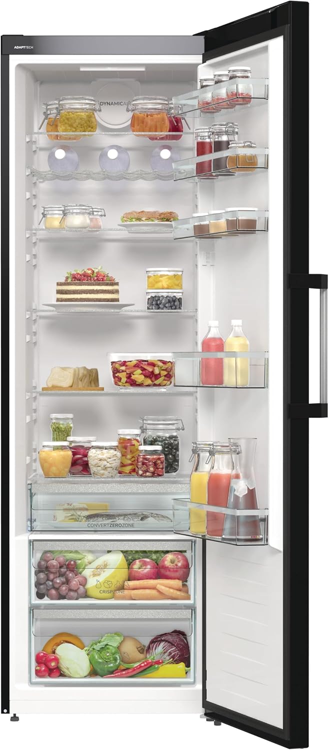 Gorenje R 619 DAXL6 Kühlschrank/AdaptTech/FreshZone/Schnellkühlfunktion/Umluft-Kühlsystem/LED Display / 398l / 185cm / EEK D/Edelstahl