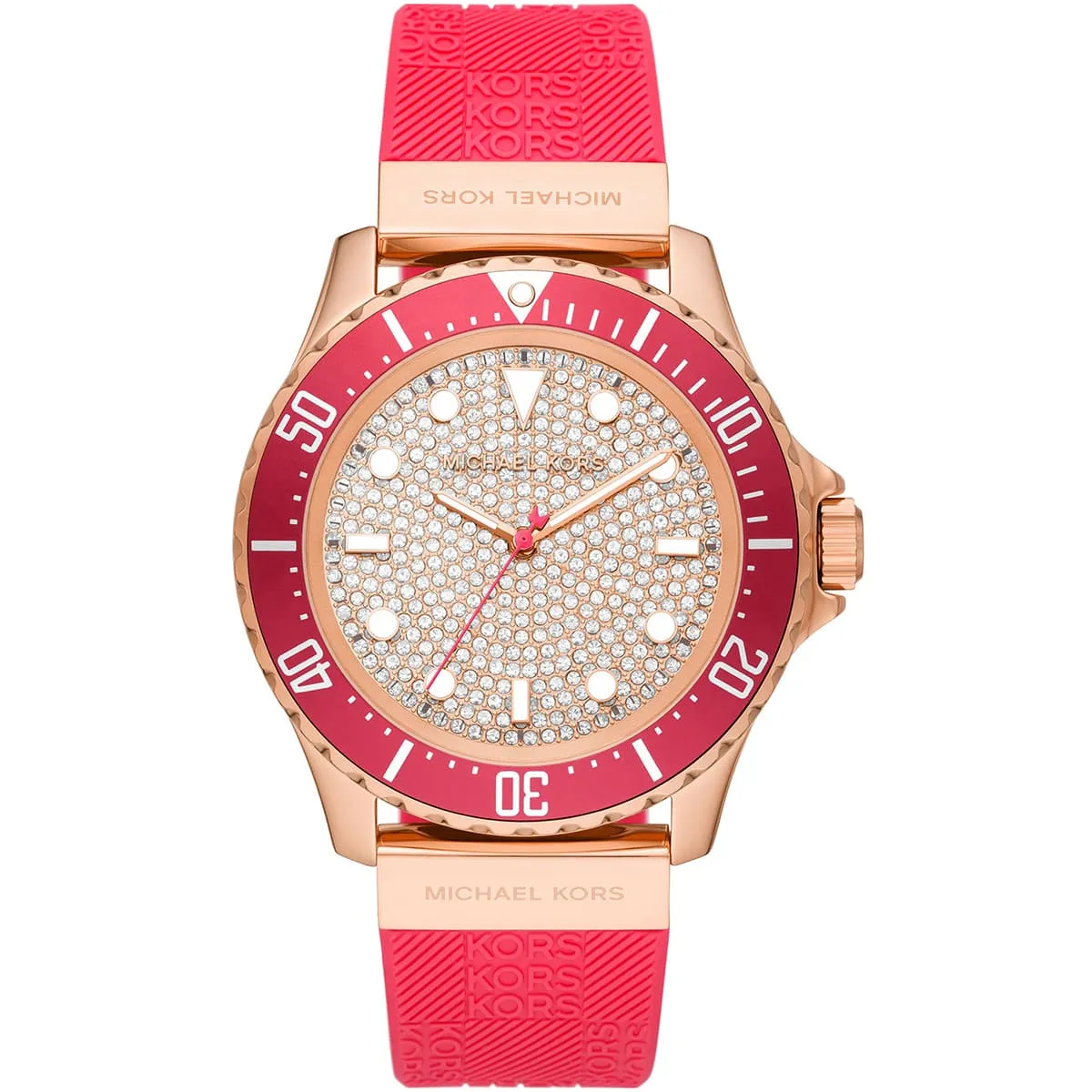 Michael Kors Everest Crystal-set Dial Pink Silicone Women's Watch - MK7359