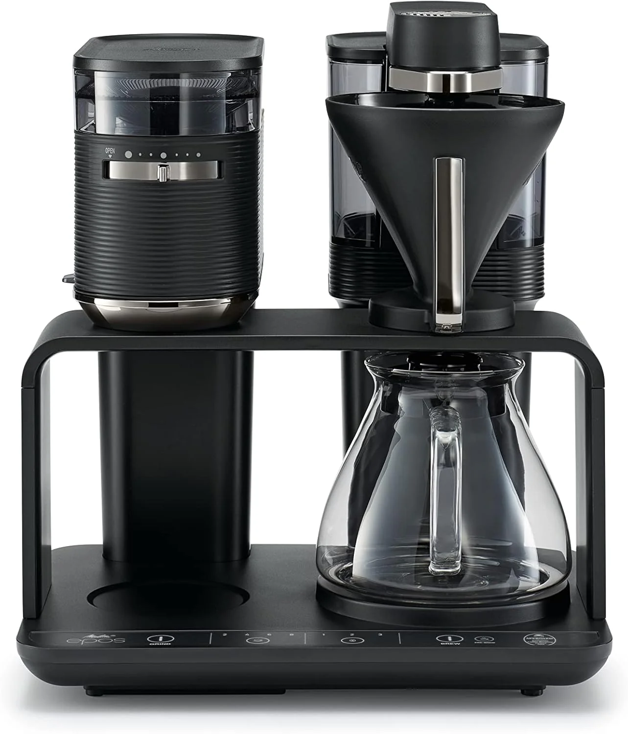 Melitta EPOS koffiezetapparaat met molen, zwart-zilver