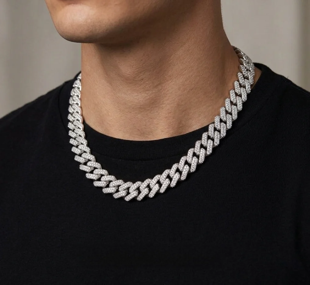 Big Daddy 12MM Full Iced Out Cuban Silver Chain