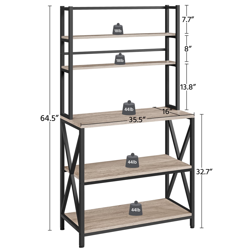 16 W x 35.5 D x 64.5 H 5-Shelf Freestanding Shelves, Gray