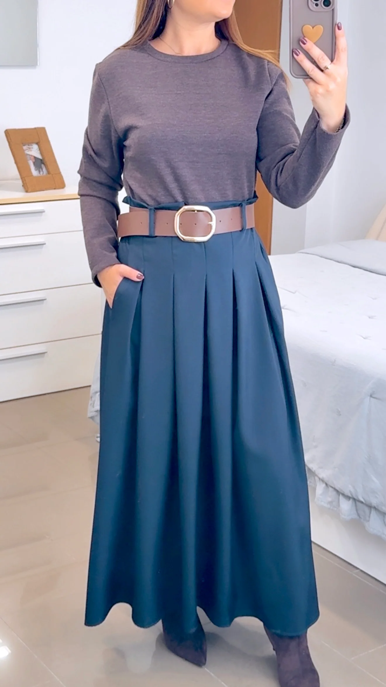 VESTIDO COMBINADO MANGA LARGA