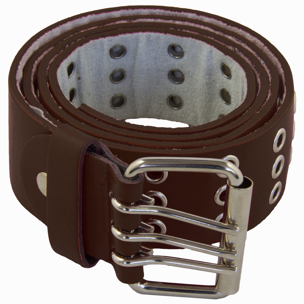 12 PACK Brown Punk Three Rows Metal Holes Belts Mix Sizes 2468A