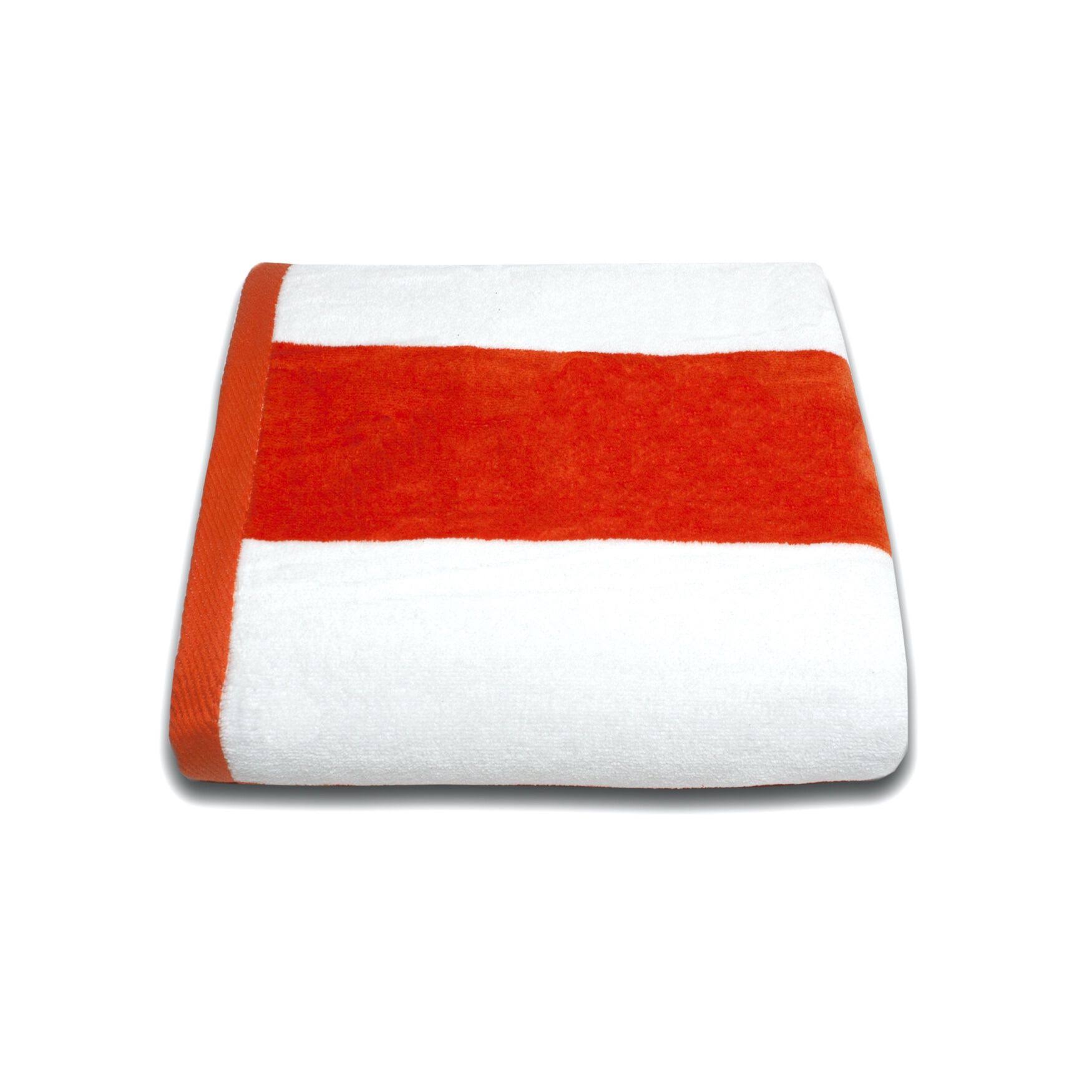 Espalma Tropical Cabana Orange Stripe Cotton Single Beach Towel