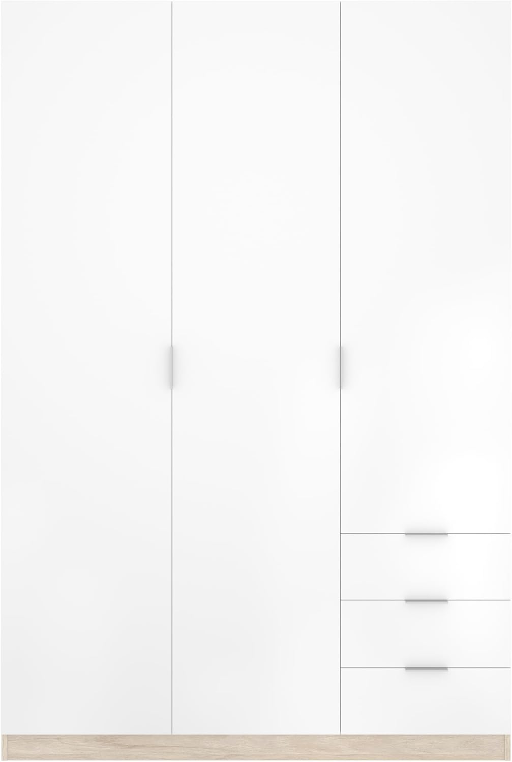DEKIT GRUPO RIMOBEL Wardrobe with 3 Doors and 3 Drawers, Large Capacity, Natural/White, 121 x 184 x 52 cm