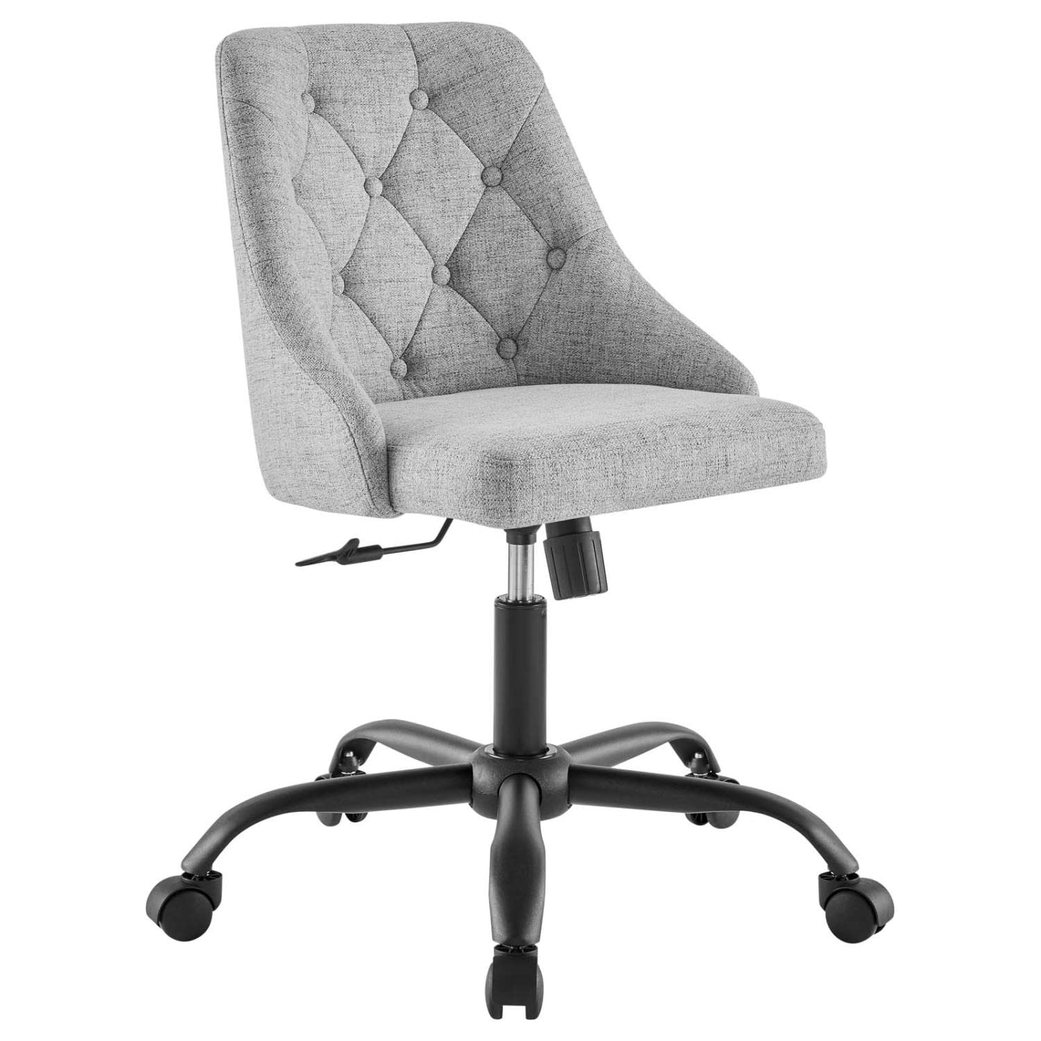 Silla de oficina giratoria acolchada Distinct con tapizado capitoné, negro y beige – 23 x 20,5 x 32 pulgadas