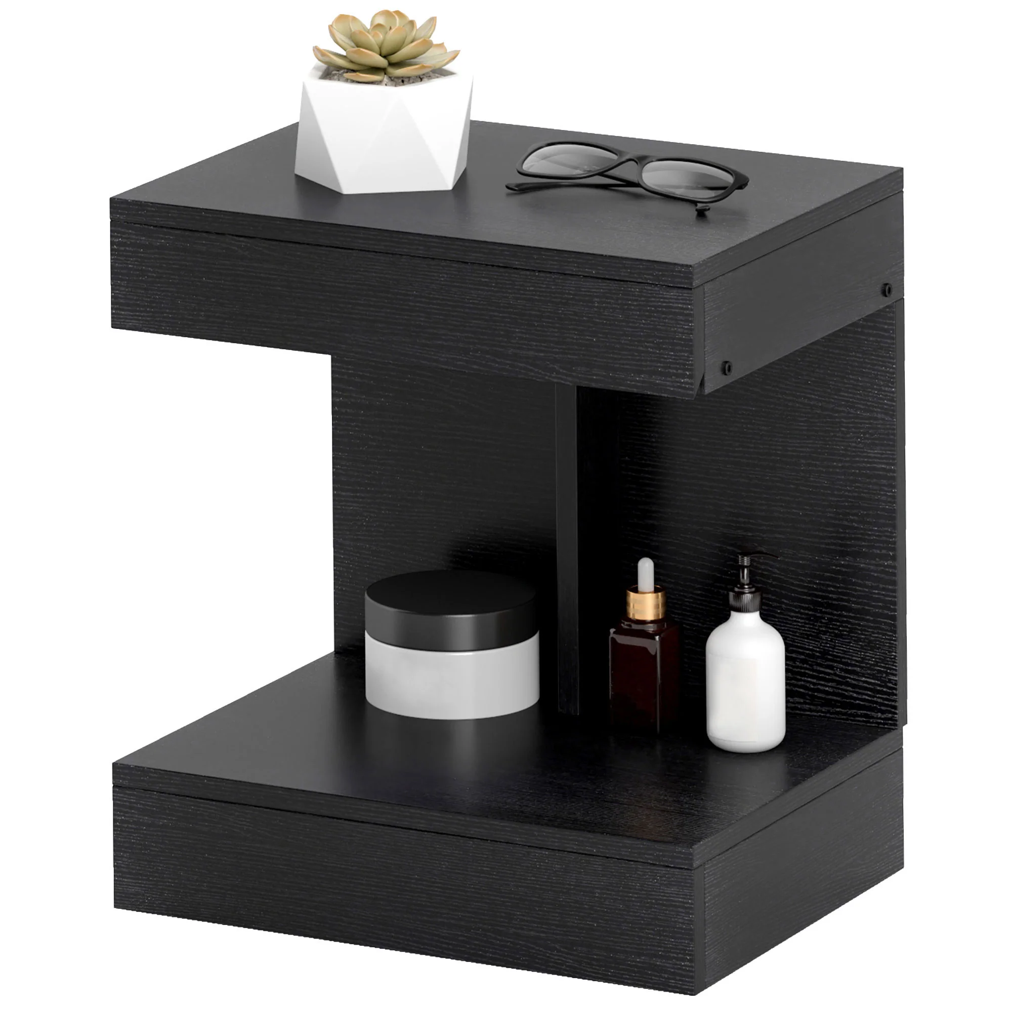 HOMCOM Nachttisch 40x30x46 cm mit Schublade Schwarz