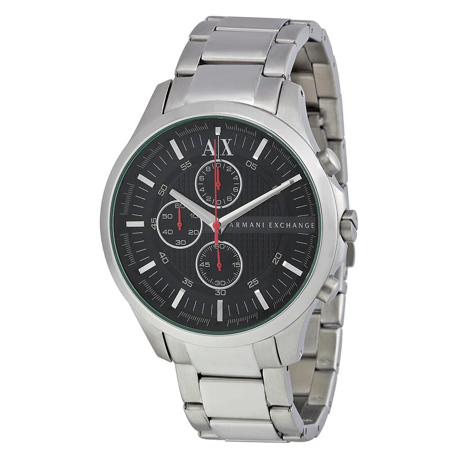 Armani Exchange Hampton Chronograph Black Dial Silver Watch - AX2163