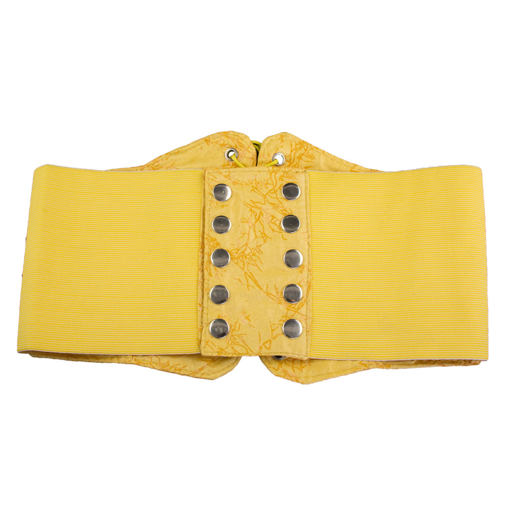 Ultra Wide Yellow Patent Leather Stretch Cinch Belt 12 PACK 2724