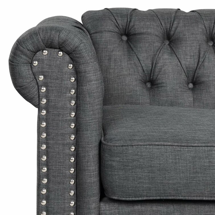 Gilles 82” Rolled Arm Chesterfield Sofa