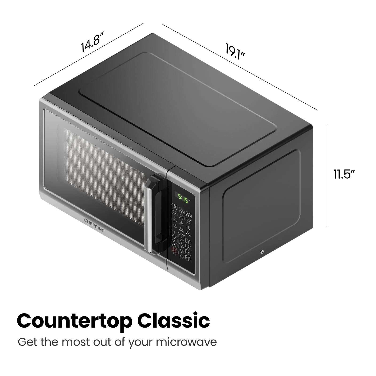 2025 Microondas de Encimera Chefman Essentials de Acero Inoxidable