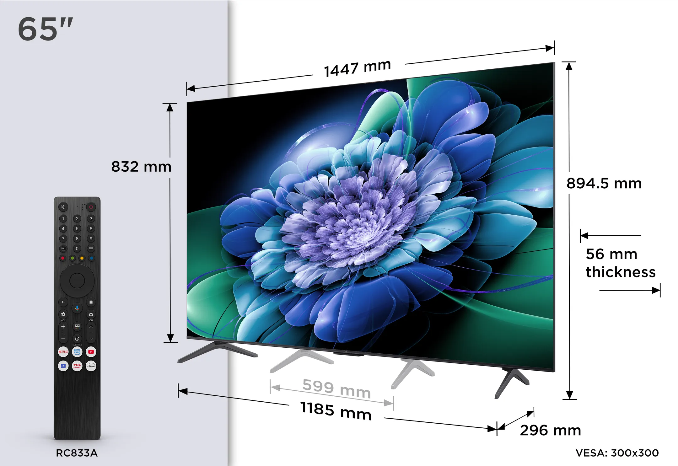 TCL QD-Mini LED 4K TV 65C69K (2025) - 65 inch