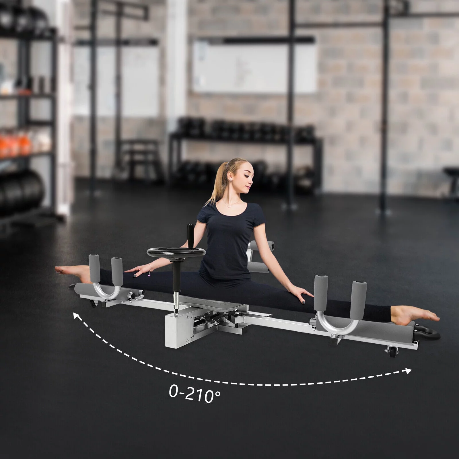 Dispositivo profesional de estiramiento de piernas con capacidad de carga de 150 kg, equipo robusto para el hogar y el gimnasio.