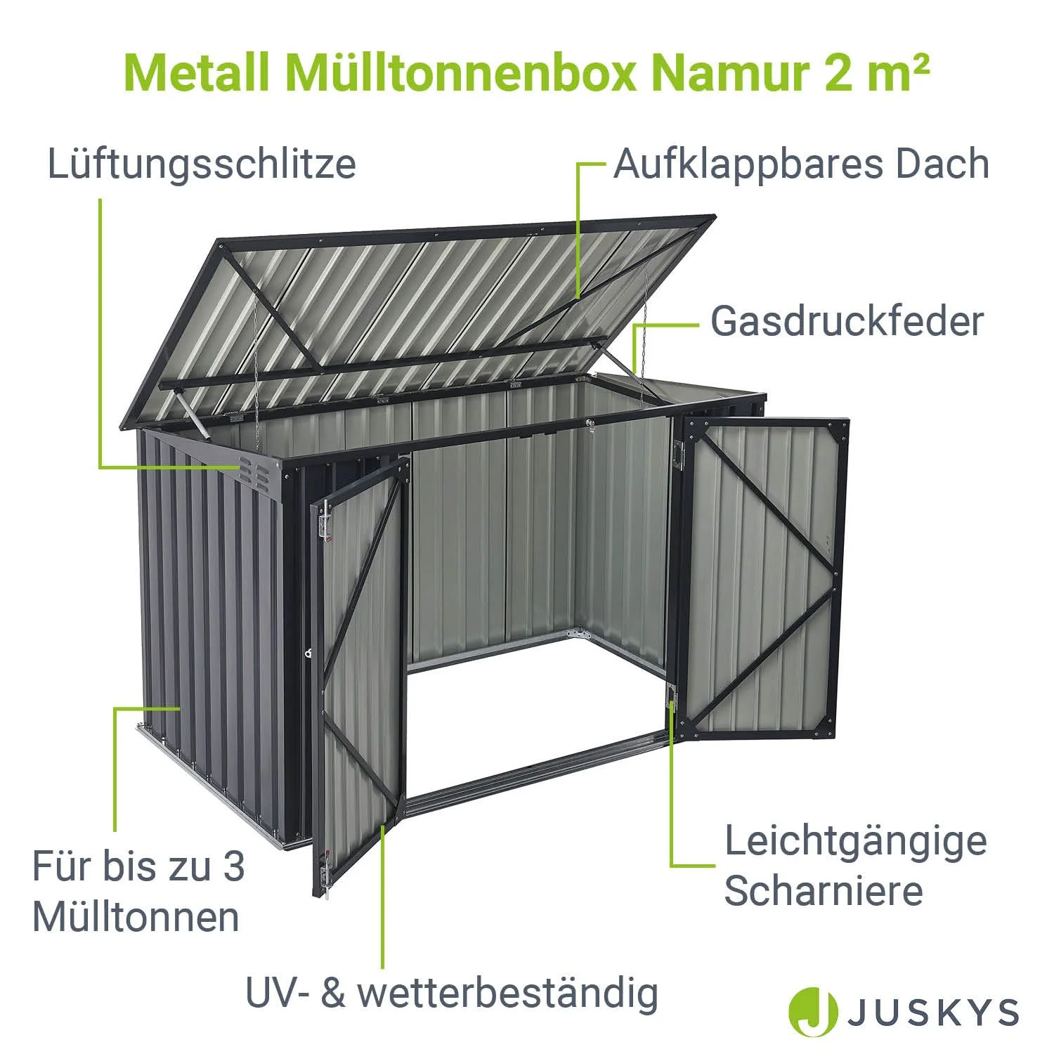 2025 Cofre para cubos de basura Namur 1,9 m²