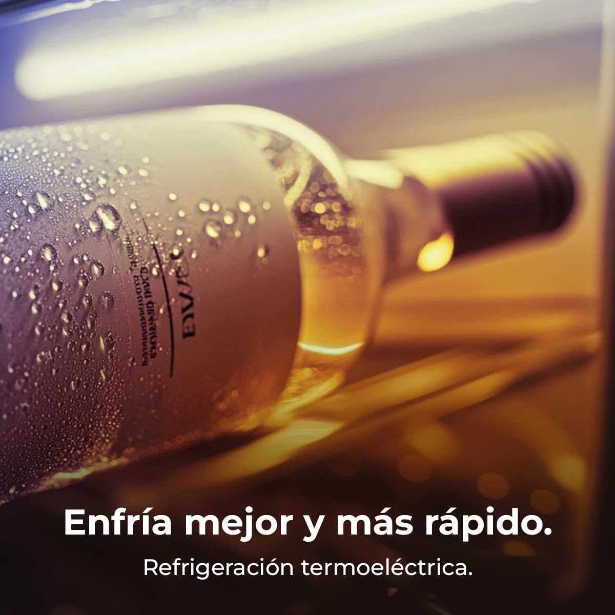 Cecotec Vinoteca Bolero GrandSommelier 1250 CoolCrystal. Bodega para 12 botellas, enfriamiento termoeléctrico, silenciosa con 35 dB, temperatura regulable de 8-18ºC, panel táctil y luz LED interior.