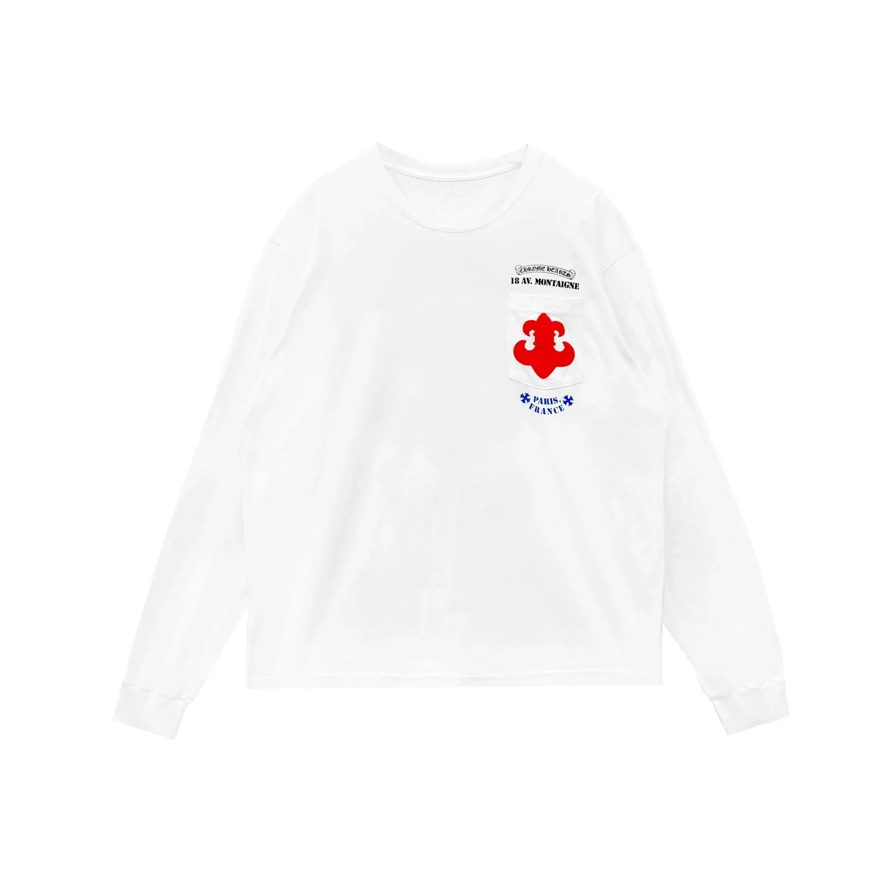 Paris Exclusive BS Fleur White Long Sleeve Chrome Heart Tee