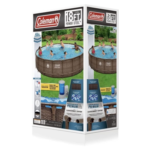 Coleman 18 x 48 Power Steel Frame Above-Ground Swimming Pool Set