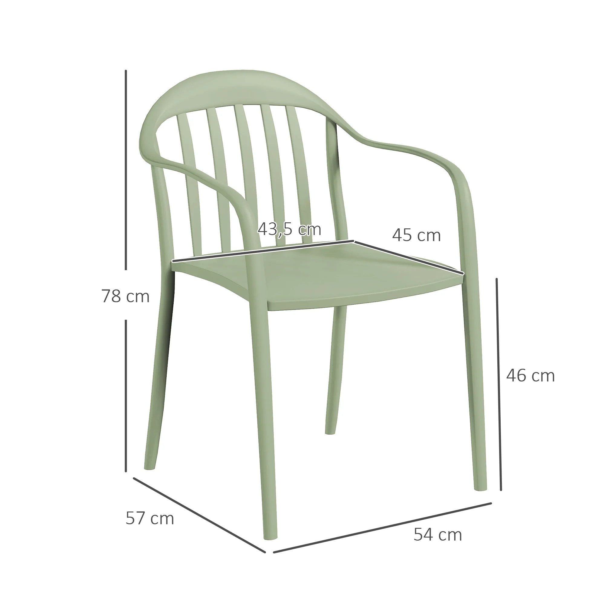 Outsunny 4-delige Set Tuinstoelen Weerbestendig met Armleuning en Rugleuning tot 120 kg Belastbaar