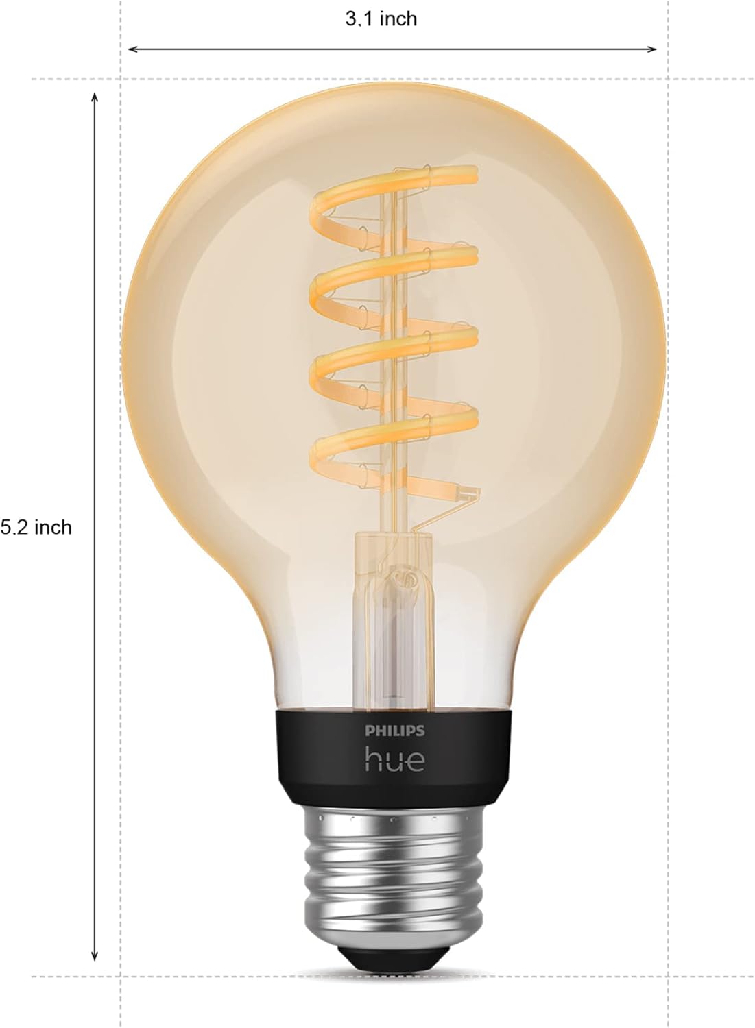Philips Hue White Ambiance G40 LED Bulb 4-Pack, 550LM, E26, Smart Home Compatible with Alexa & Google Assistant