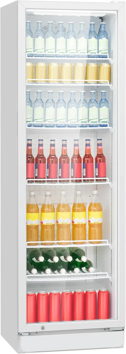 Bomann Kühlschrank mit Glastür | Getränkekühlschrank abschließbar | 6 höhenverstellbare Ablagen | 30kg je Ablage | 347 Liter | Kühlschrank groß | Flaschenkühlschrank m. LED-Licht | KSG 7351 schwarz