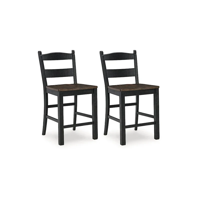 Signature Design by Ashley Valebeck Black and Brown Counter Height Barstool - Dimensions: 20W x 22D x 39H