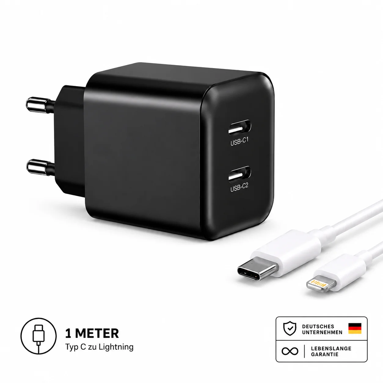 35W USB-C Schnellladegerät mit 2 USB-C Anschlüssen �?Mehrfach Ladegerät, Netzteil & Ladeadapter für iPhone, Samsung & mehr