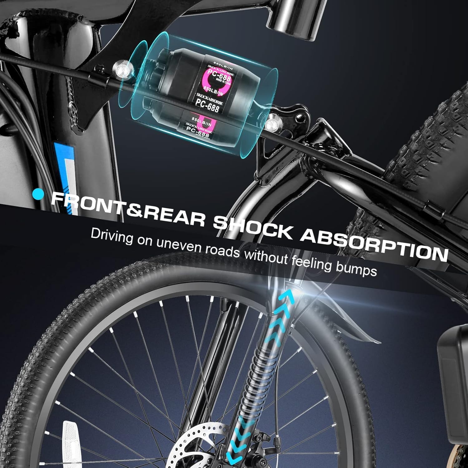 Vivi Electric Bike for Adults 750W Peak Folding Electric Mountain Bike 26'' Commuter Ebike 22MPH Adult Electric Bicycles with Removable Battery, LCD Display, Dual Shock Absorber, UL 2849 Certified