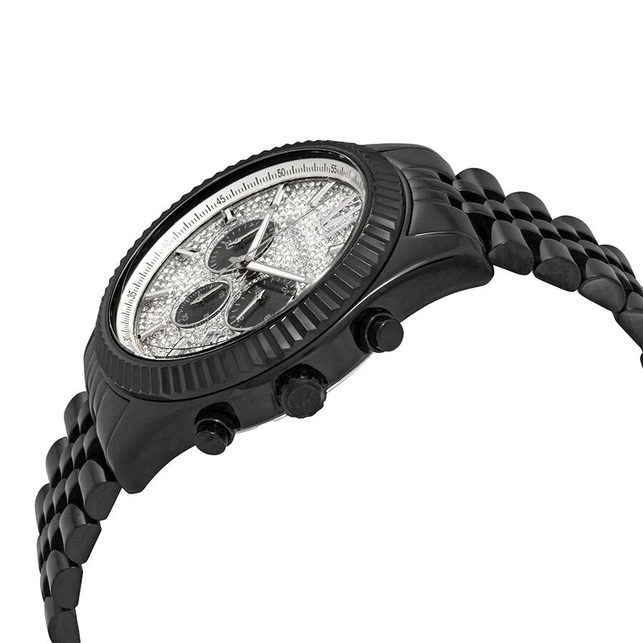 Michael Kors Lexington Chronograph Silver Crystal Pave Dial  Men's Watch MK8605