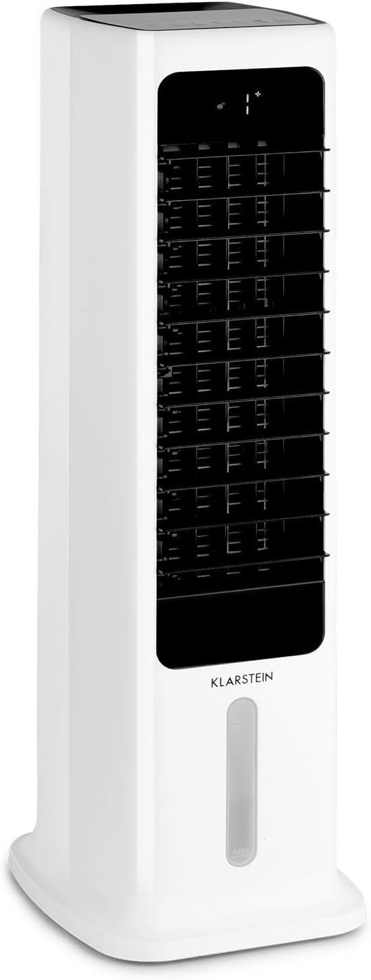 Klarstein Luftkühler mit Wasserkühlung, 5-in-1 Verdunstungskühler, Luftbefeuchter, Ventilator & Luftreiniger, Mobile Klimageräte Luftkühler mit App-Steuerung, 80W Air Cooler, 462m³/h Luftstrom, Weiß