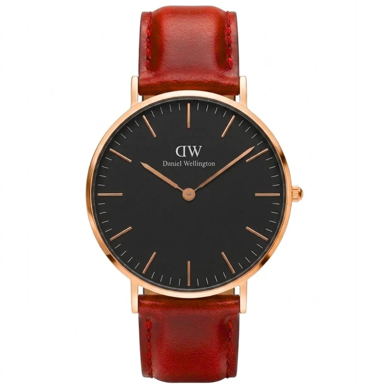 Daniel Wellington St. Mawes 28mm Black Dial Bondi Genuine Leather Women's Watch - DW00100221