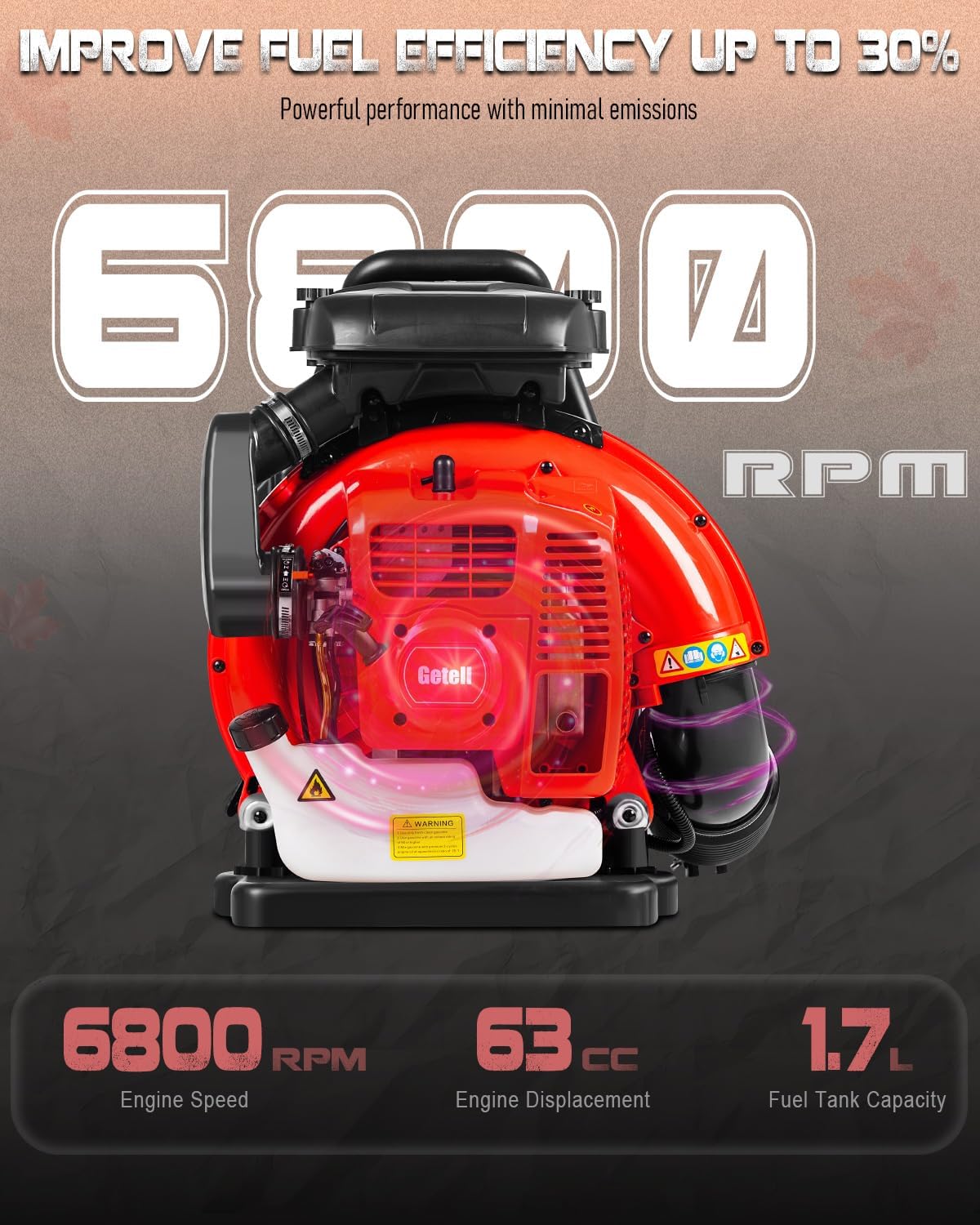 Professional Gas Powered Backpack Leaf Blower �C 2-Stroke High-Performance 63CC/665 CFM Blower System with Comfort Design for Complete Property Maintenance (GB657 PRO)