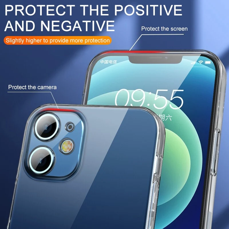 Handyh��lle f��r iPhone mit Display Schutz Glas und Kamera-Schutz  3-in-1 Set