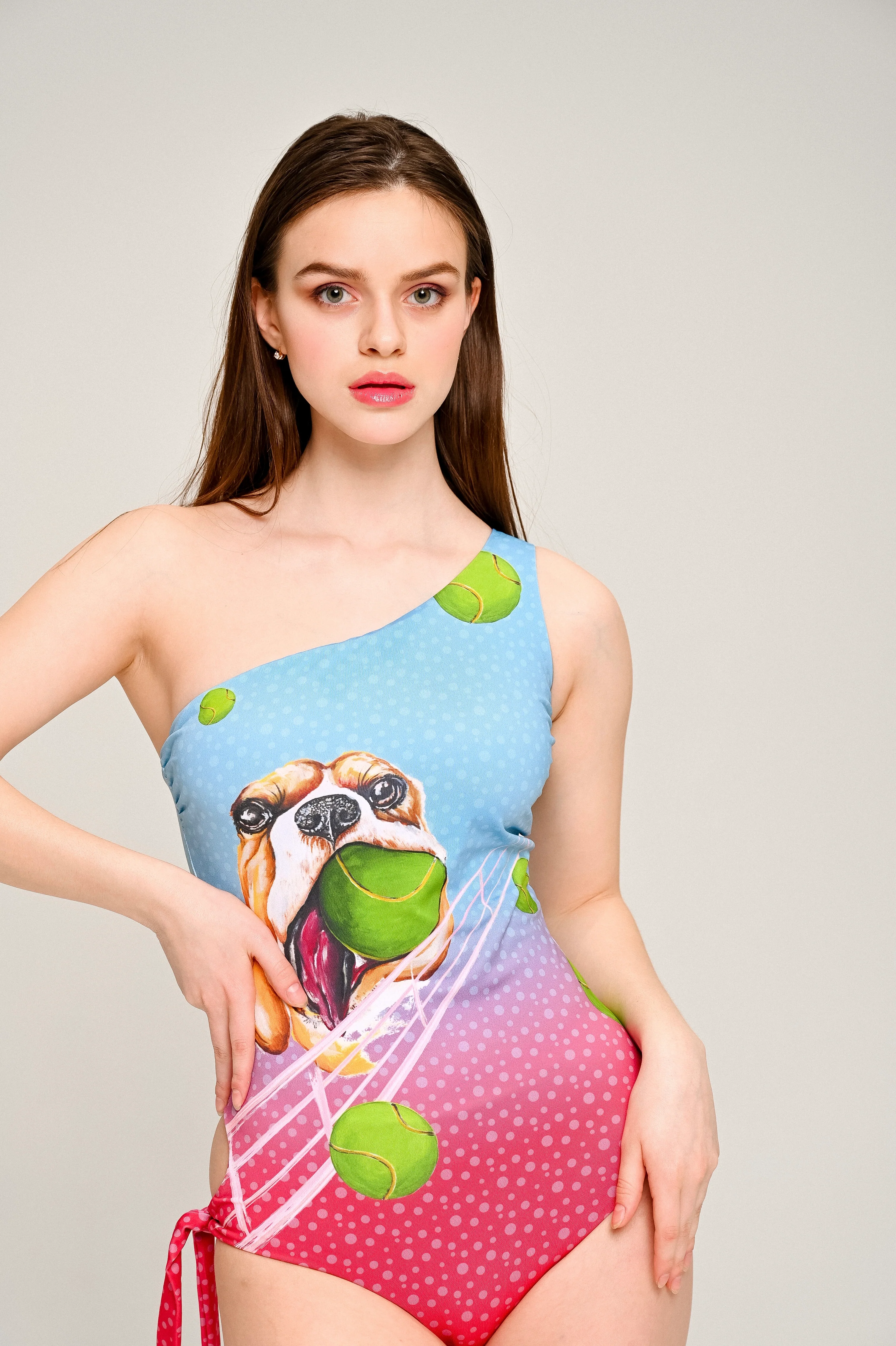 Asymmetric single shoulder with side strap 'Puppy' swimwear