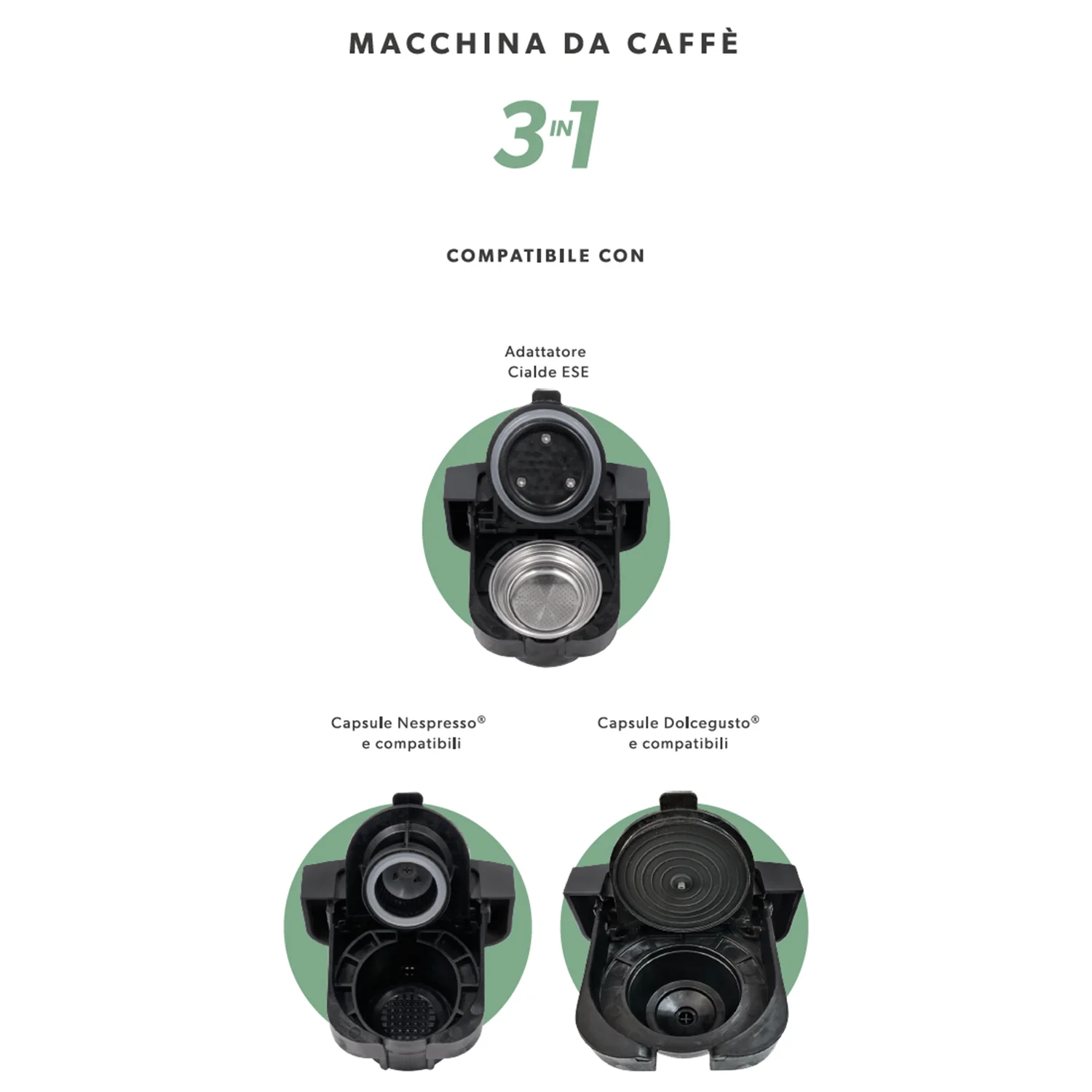 Macchina da caffè 3 in 1 Nadia Express 1350 Watt