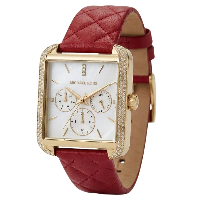 Michael Kors Pyper Red Leather Strap Women's Watch - MK2770