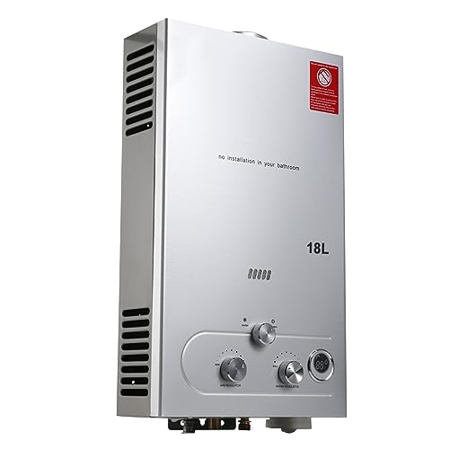 ECUTEE 18L 36KW Scaldabagno a gas di petrolio liquefatto Scaldabagno a gas propano/GPL, Scaldabagno istantaneo senza serbatoio con kit doccia, Per docce da esterno, argento : Amazon.it: Fai da te