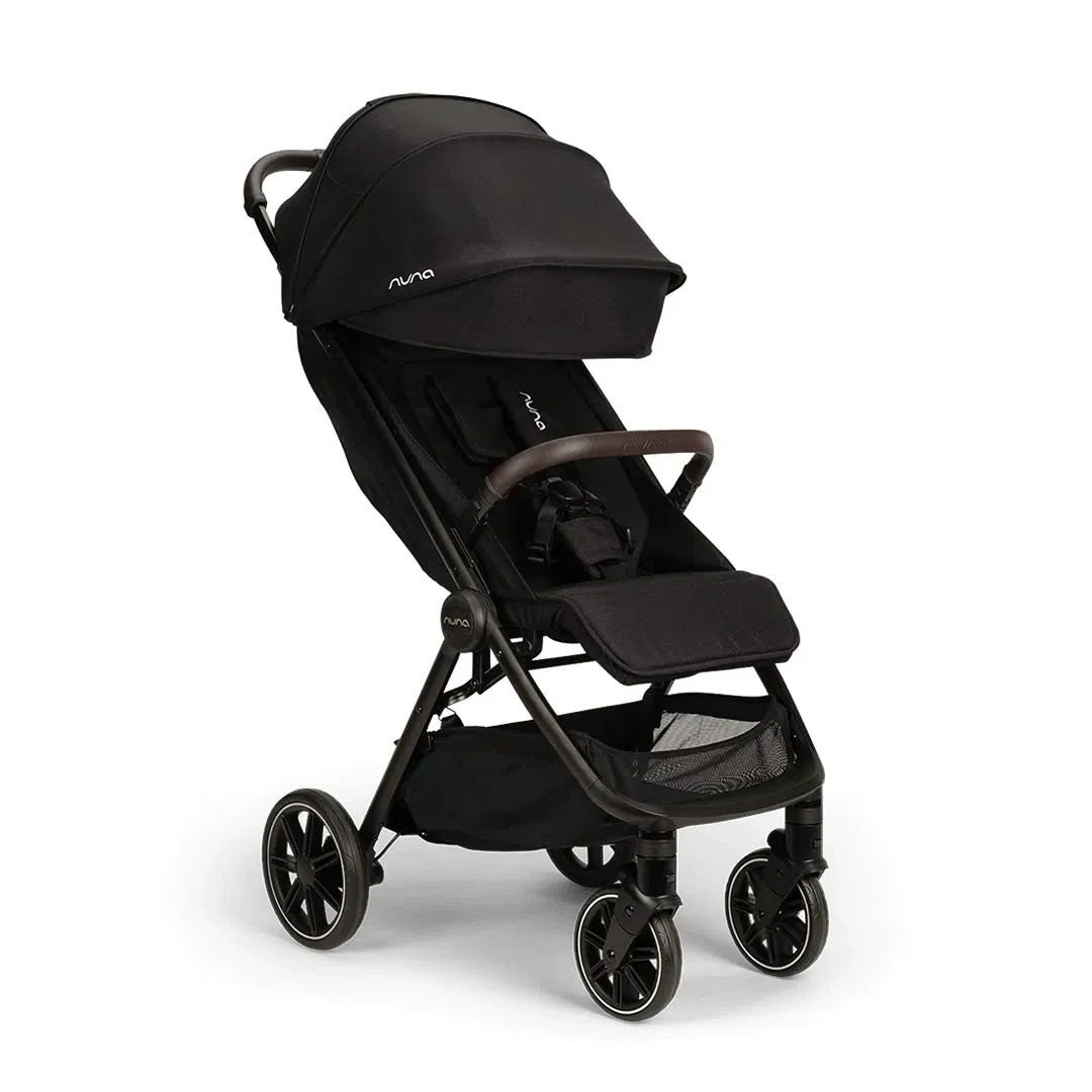 2025 Nuna TRVL LX – Silla de paseo compacta premium en Caviar – Ligera con plegado de una mano y suspensión integral