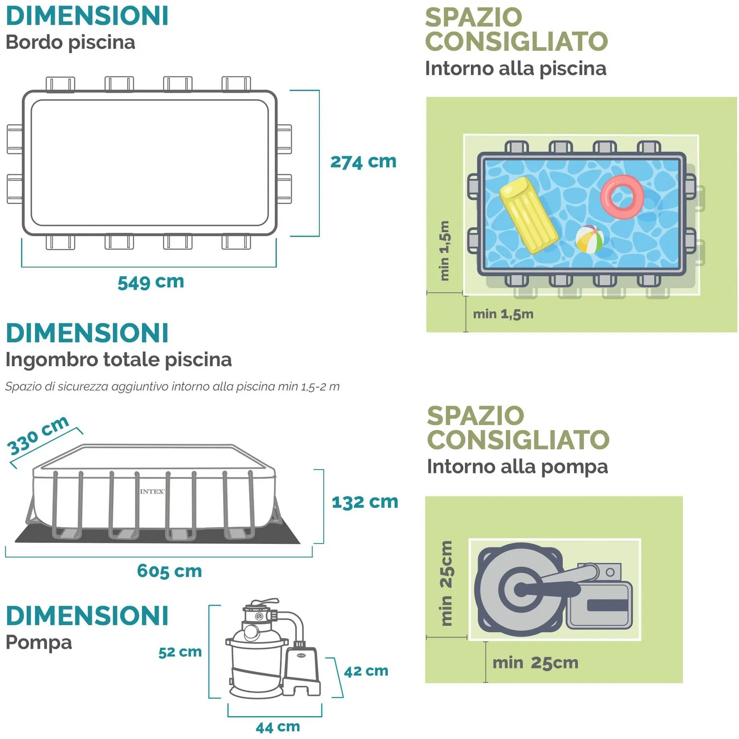 INTEX - Piscina Rettangolare Ultra XTR Frame - altezza 132x549x274 cm