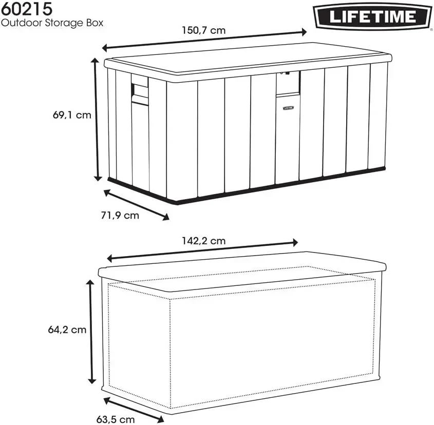 LIFETIME 60215 - Baúl para jardín ultrarresistente 150x72x69 cm UV100 marrón